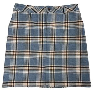 Eddie‎ Bauer Mini Skirt 8 Plaid Wool Blue Lined Preppy Academia School Girl Punk